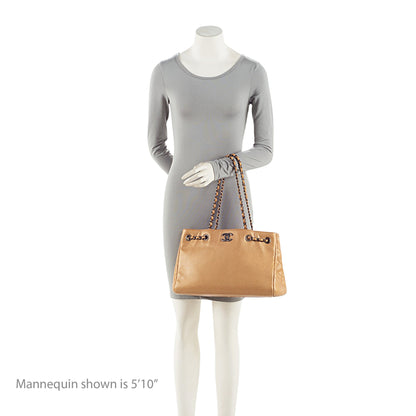 Chanel Metallic Caviar Leather Chain Large Shopping Tote