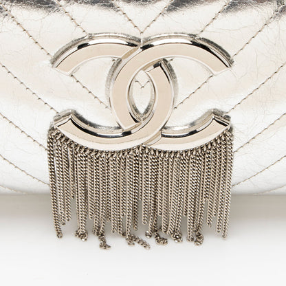 Chanel Metallic Crumpled Lambskin Fringe Clutch