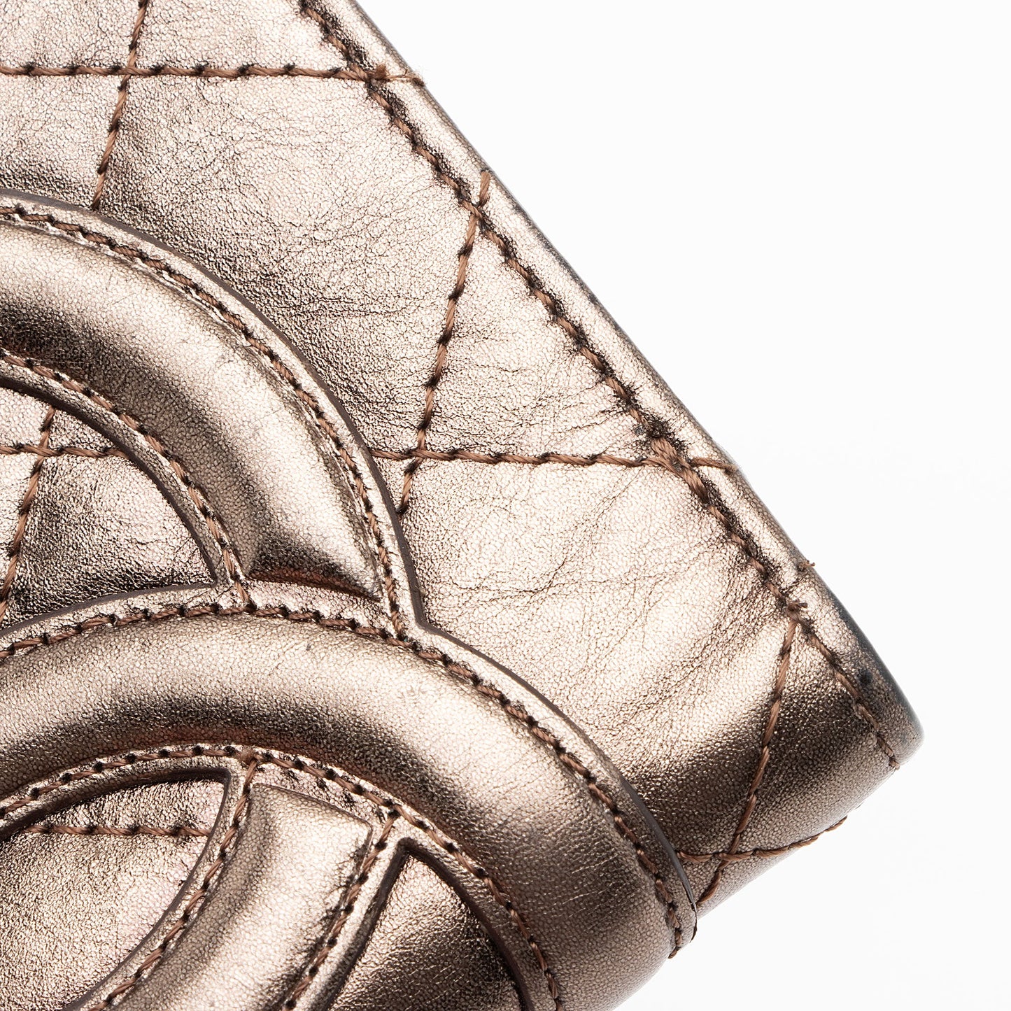 Chanel Metallic Lambskin Ligne Cambon French Purse Wallet (SHF-7hjblw)
