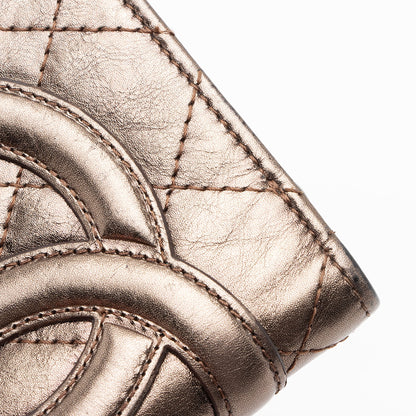 Chanel Metallic Lambskin Ligne Cambon French Purse Wallet (SHF-7hjblw)