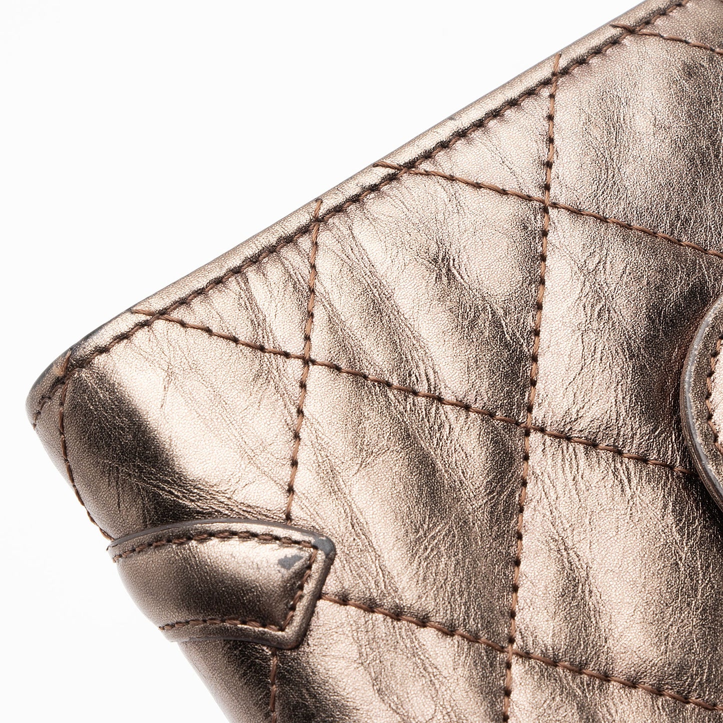 Chanel Metallic Lambskin Ligne Cambon French Purse Wallet (SHF-7hjblw)