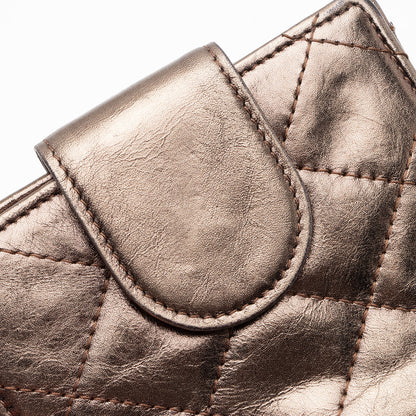 Chanel Metallic Lambskin Ligne Cambon French Purse Wallet (SHF-7hjblw)