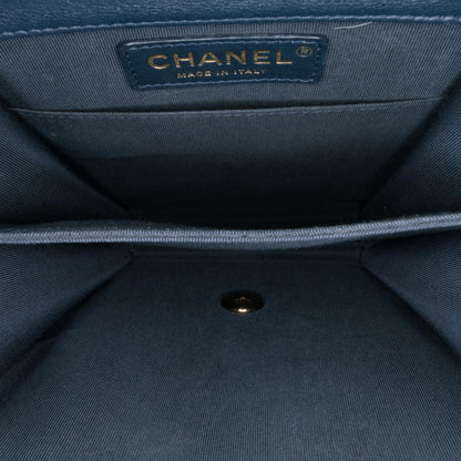 Chanel Metallic Lambskin Striped North South Boy Flap (SHG-gdf9Ua)