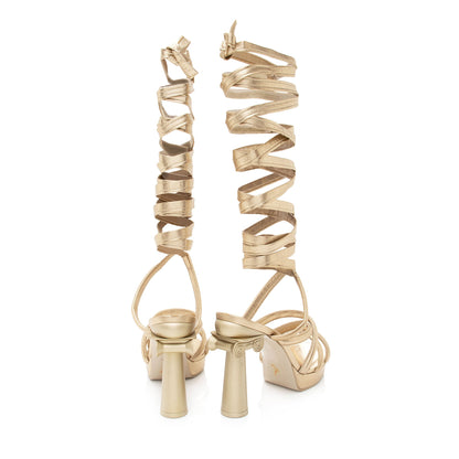 Chanel Metallic Leather Gladiator Strappy Sandals - Size 9B / 39B (SHF-rARysY)