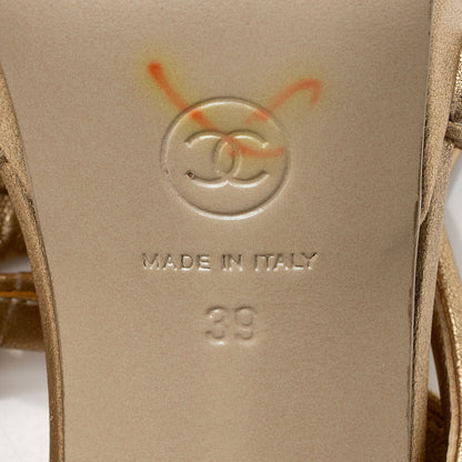 Chanel Metallic Leather Gladiator Strappy Sandals - Size 9B / 39B (SHF-rARysY)