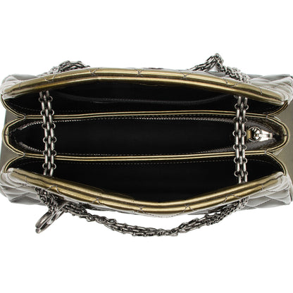 Chanel Metallic Patent Leather Just Mademoiselle Bowler Bag (SHF-9cE7hE)