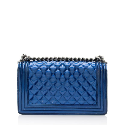 Chanel Metallic Patent Leather Old Medium Boy Bag