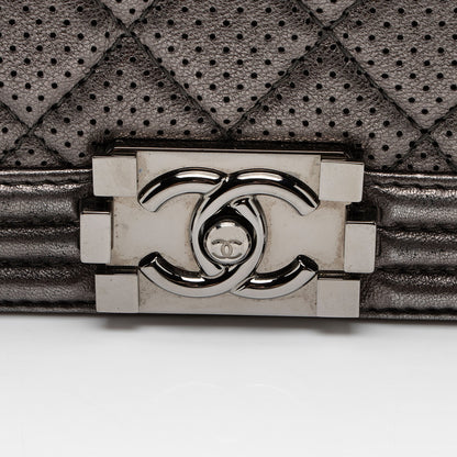Chanel Metallic Perforated Lambskin New Medium Boy Bag (SHF-hpWTCx)