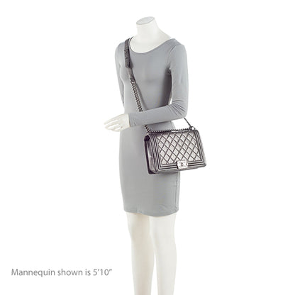 Chanel Metallic Perforated Lambskin New Medium Boy Bag (SHF-hpWTCx)