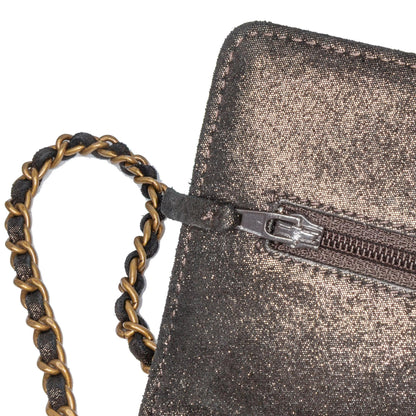 Chanel Metiers d’Art Quilted Iridescent Lambskin Tartan Button Wallet On Chain