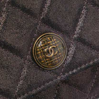 Chanel Metiers d’Art Quilted Iridescent Lambskin Tartan Button Wallet On Chain
