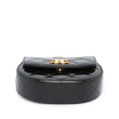 Chanel Mini CC Quilted Patent Leather Top Handle Clutch with Chain