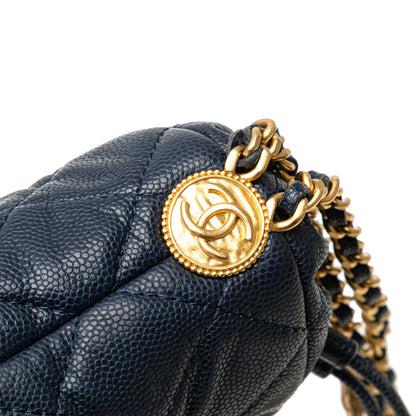 Chanel Mini Quilted Caviar Medallion Charms Drawstring Bucket Bag