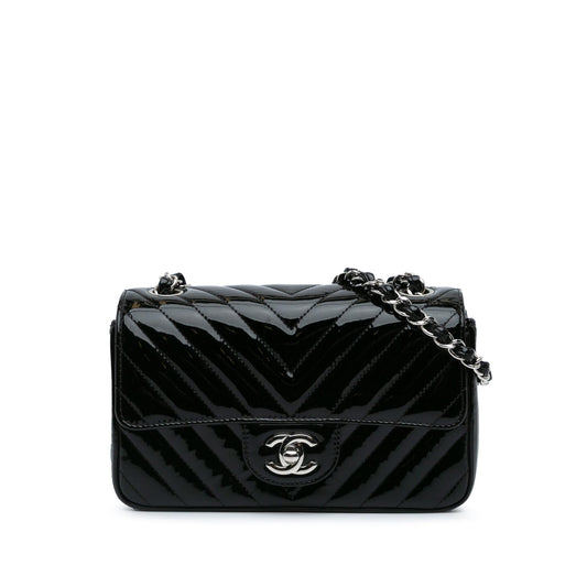 Chanel Mini Rectangular Classic Chevron Patent Single Flap
