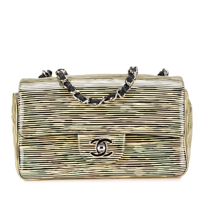 Chanel Mini Rectangular Classic Patent Striped Single Flap