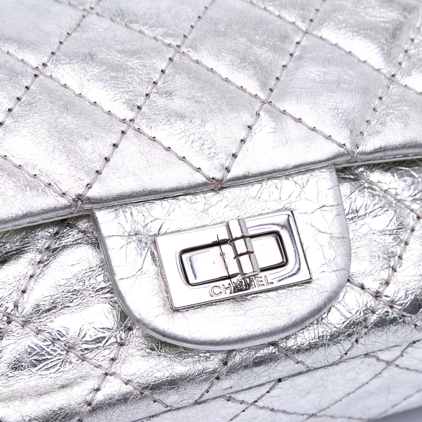 Chanel Mini Reissue 2.55 Metallic Aged Calfskin Double Flap 224