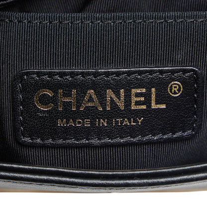 Chanel Mini Square Calfskin Graphic Flap Crossbody Bag