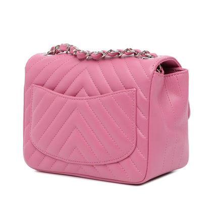 Chanel Mini Square Classic Chevron Lambskin Single Flap