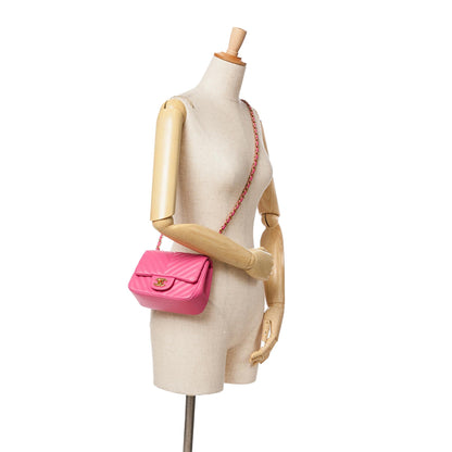 Chanel Mini Square Classic Chevron Lambskin Single Flap