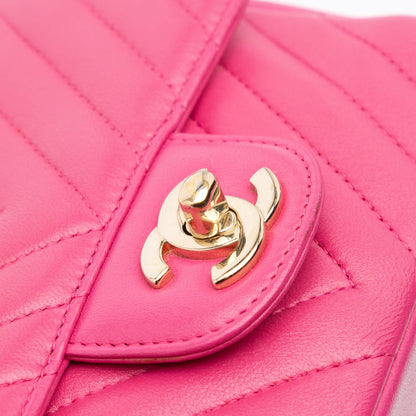 Chanel Mini Square Classic Chevron Lambskin Single Flap