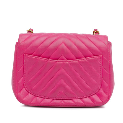 Chanel Mini Square Classic Lambskin Chevron Flap