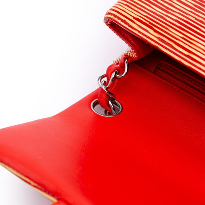 Chanel Mini Square Classic Patent Striped Single Flap