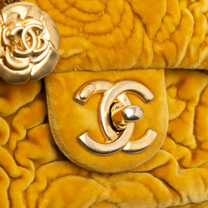 Chanel Mini Square Velvet Camellia Embossed Flap