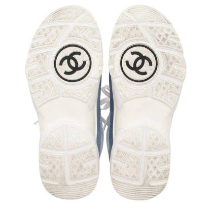Chanel Nylon Suede CC Sneakers - Size 7 / 37