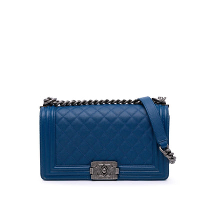 Chanel Old Medium Quilted Caviar Boy Flap