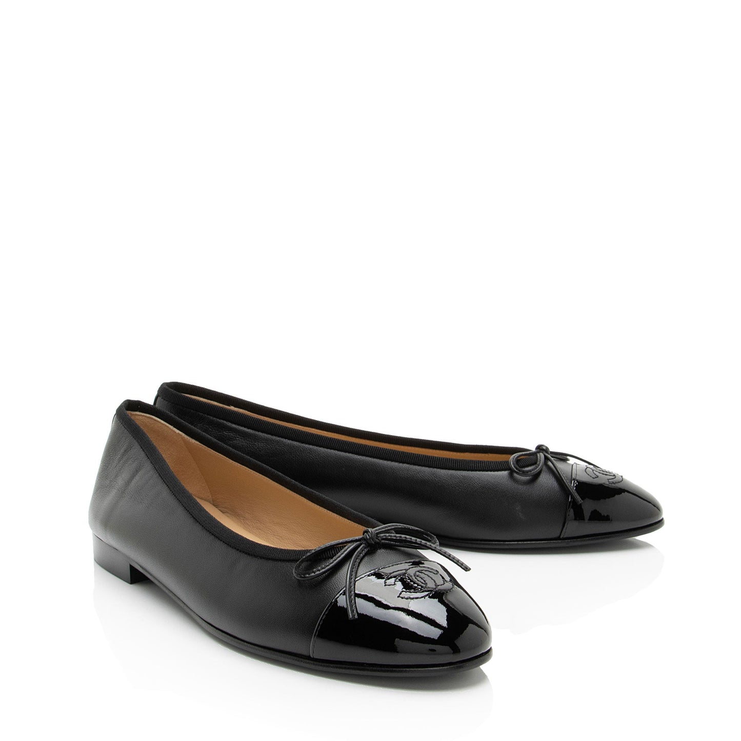 Chanel Patent Calfskin CC Cap Toe Ballet Flats - Size 10.5 / 40.5