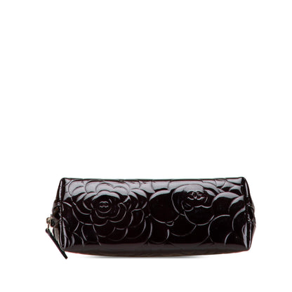 Chanel Patent Camellia Cosmetic Pouch