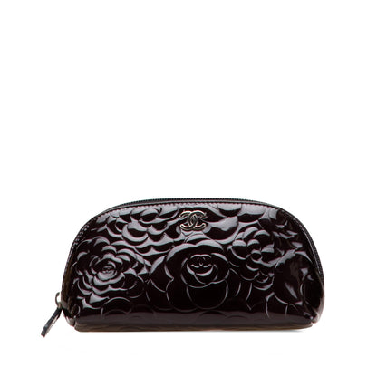 Chanel Patent Camellia Cosmetic Pouch