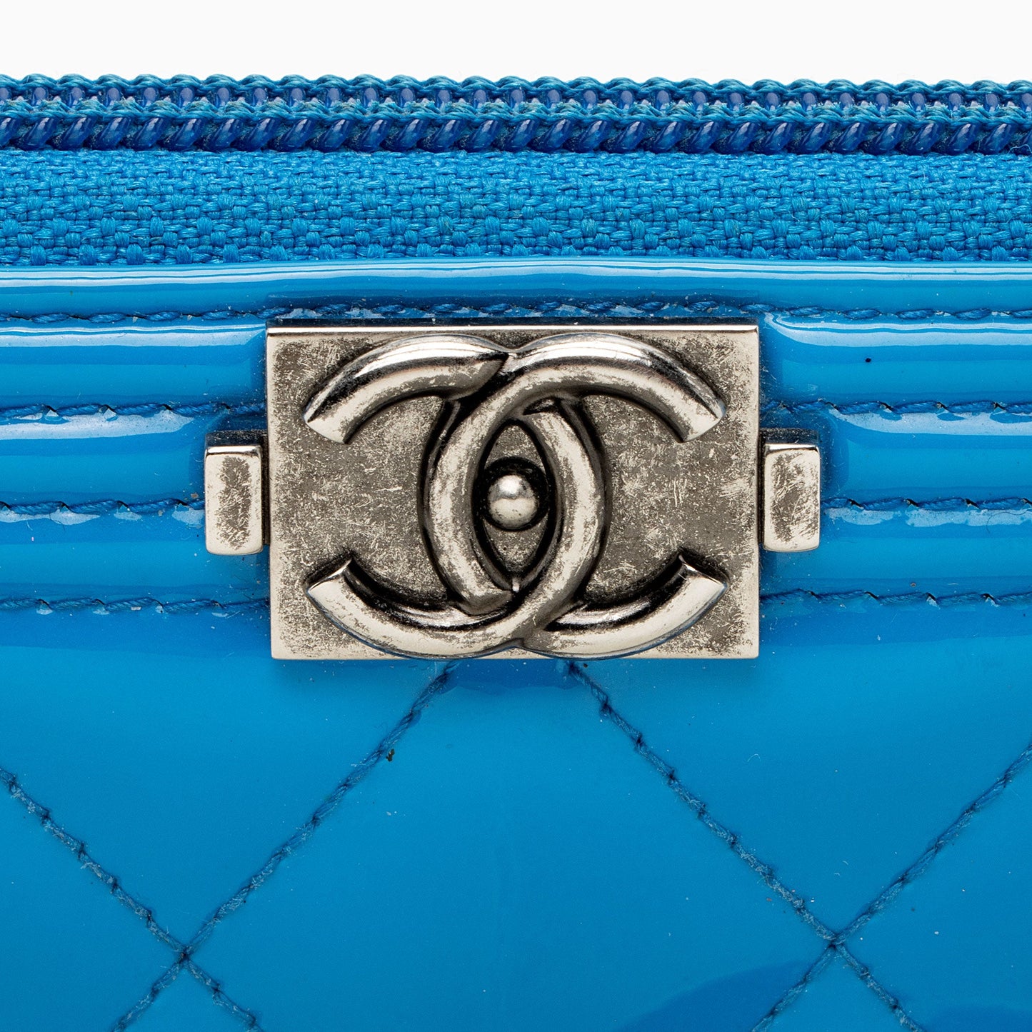 Chanel Patent Leather Boy Zip Around Wallet