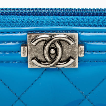 Chanel Patent Leather Boy Zip Around Wallet
