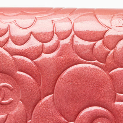 Chanel Patent Leather Camellia CC Yen Wallet