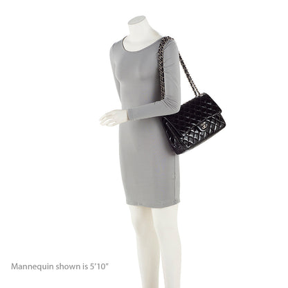 Chanel Patent Leather Classic Jumbo Double Flap Bag (SHF-zuaFhW)