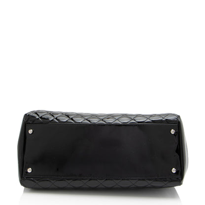 Chanel Patent Leather Just Mademoiselle Large Bowler Bag (SHF-ELuN7V)