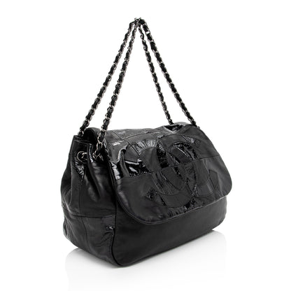 Chanel Patent Leather Lambskin Brooklyn Ligne CC Accordion Flap Bag (SHF-eIVXhx)