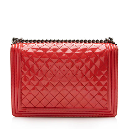 Chanel Patent Leather Large Boy Bag (SHF-15376)