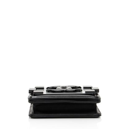Chanel Patent Leather Striped Plexiglass Brick Boy Mini Flap Bag (SHF-0FlNDK)