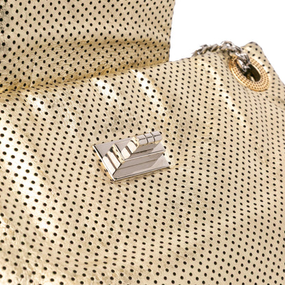Chanel Perforated Crackled Metallic Calfskin Drill Tote