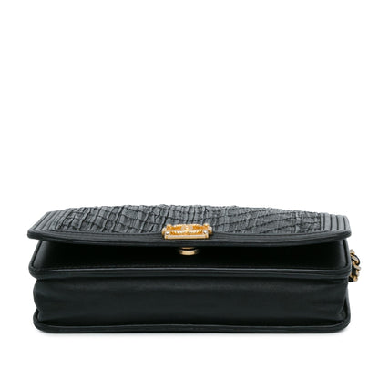 Chanel Pleated Crumpled Chevron Le Boy Wallet On Chain