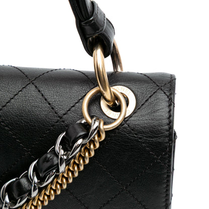 Chanel Quilted Calfskin Double Chain Top Handle Flap