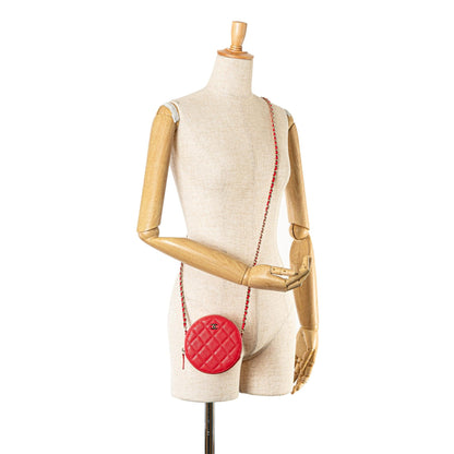 Chanel Quilted Caviar Round Clutch With Chain