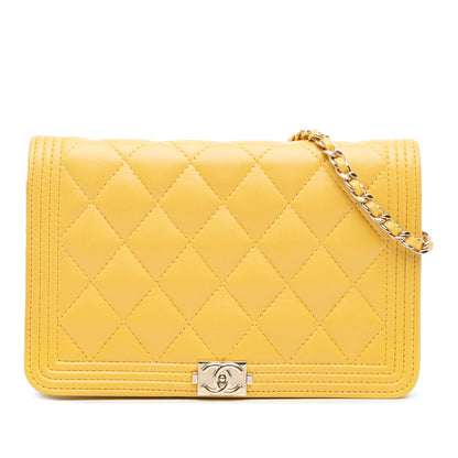 Chanel Quilted Lambskin Boy Wallet On Chain