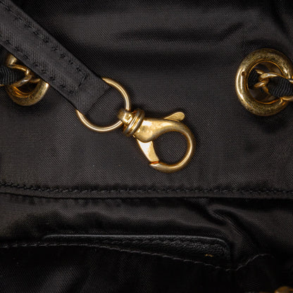 Chanel Quilted Nylon Crystal CC Drawstring Sling Bag