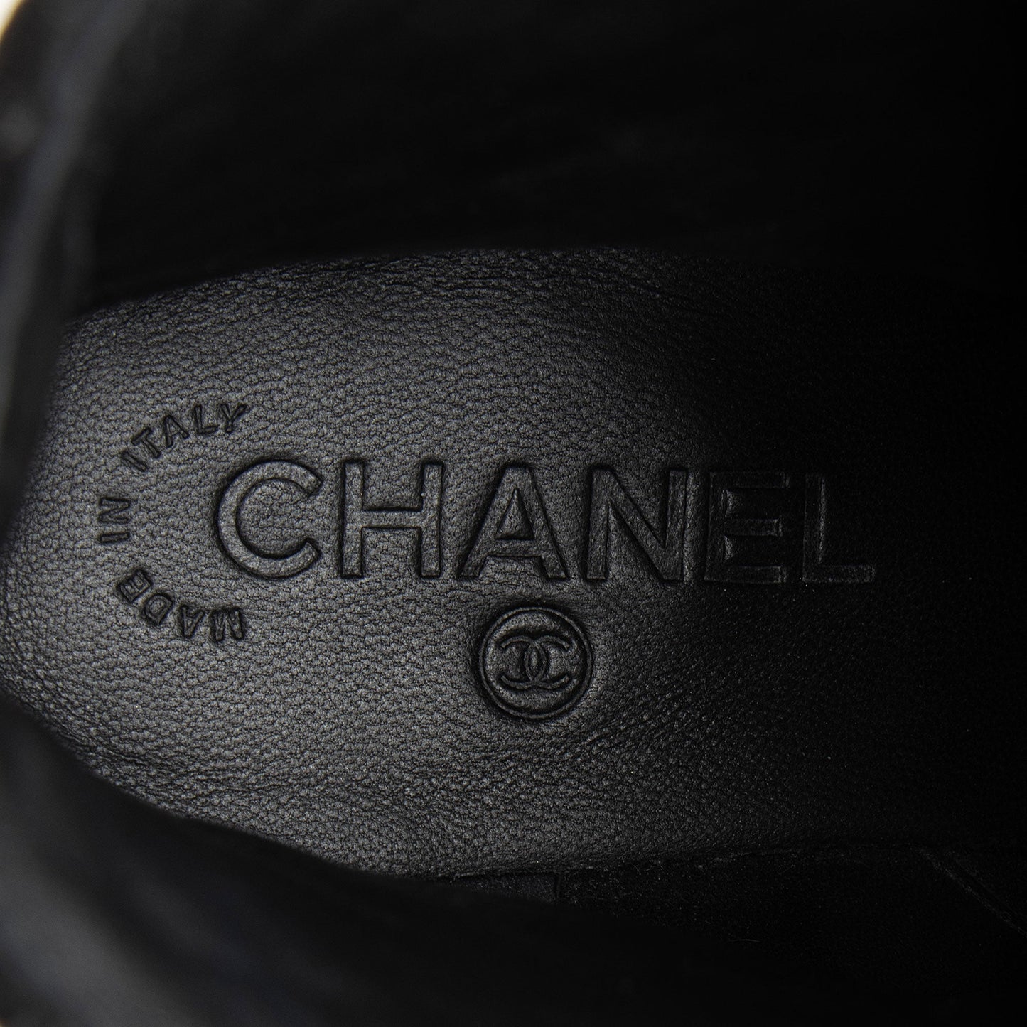 Chanel Quilted Suede CC Leather Cap Toe Combat Boots - Size 9 / 39