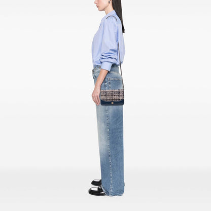 Chanel Quilted Tweed and Calfskin Gabrielle Wallet On Chain
