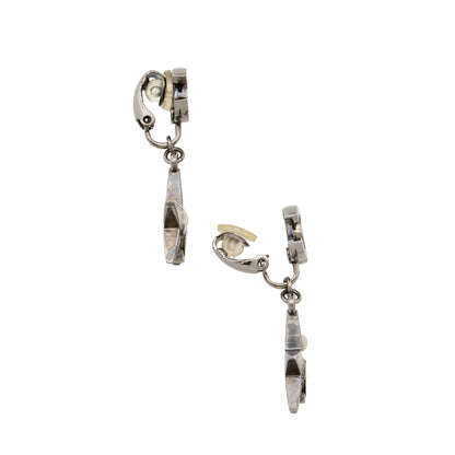 Chanel Vintage Ruthenium Resin CC Star Drop Clip On Earrings