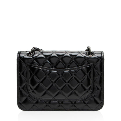 Chanel Shiny Crumpled Calfskin So Black Double You Flap Bag